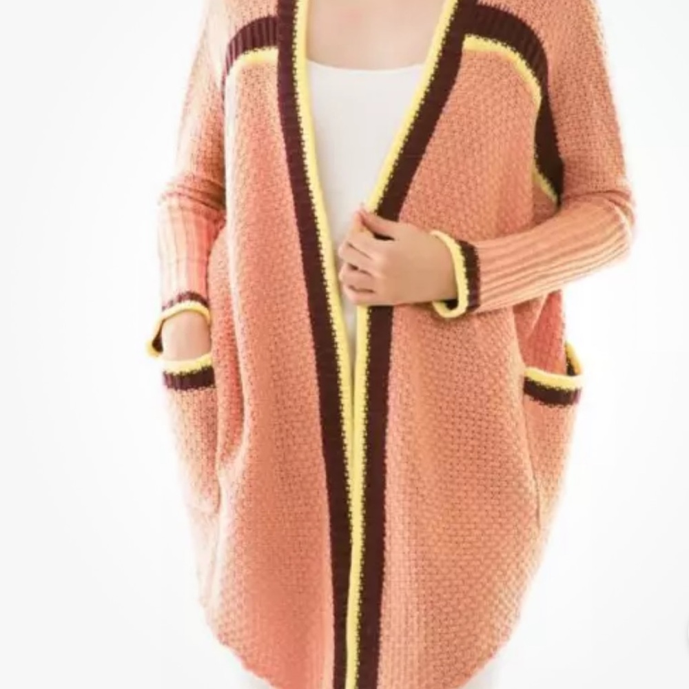 Umgee Oversized Wrap Sweater Draped Boho Crochet Chunky Swing Cardigan Jacket.